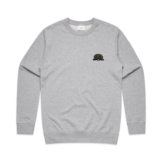 AS COLOUR Premium Crew, in Grey Marle, featuring a Black Labrador dog.
Heavy weight, 350 GSM, 100% cotton French terry