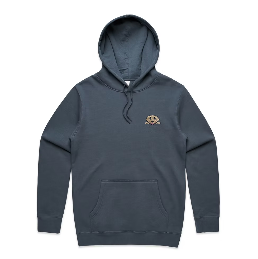 High-quality embroidered petrol blue AS Colour golden retriever hoodie for cozy, casual wear — perfect dog-themed fashion for pet lovers, dog lovers and owners looking for stylish clothing.